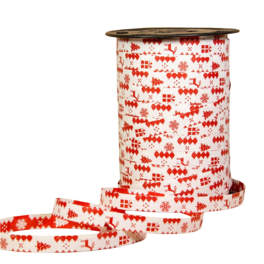 Dubbelzijdig Kerstkrullint Rood - Kadopapier.net