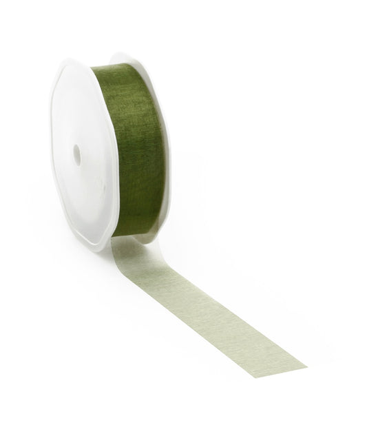 Moss green voile ribbon for creative projects and decoration