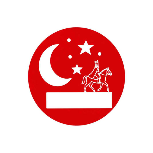 Sint etiket Over de Daken Rood/Wit - Kadopapier.net