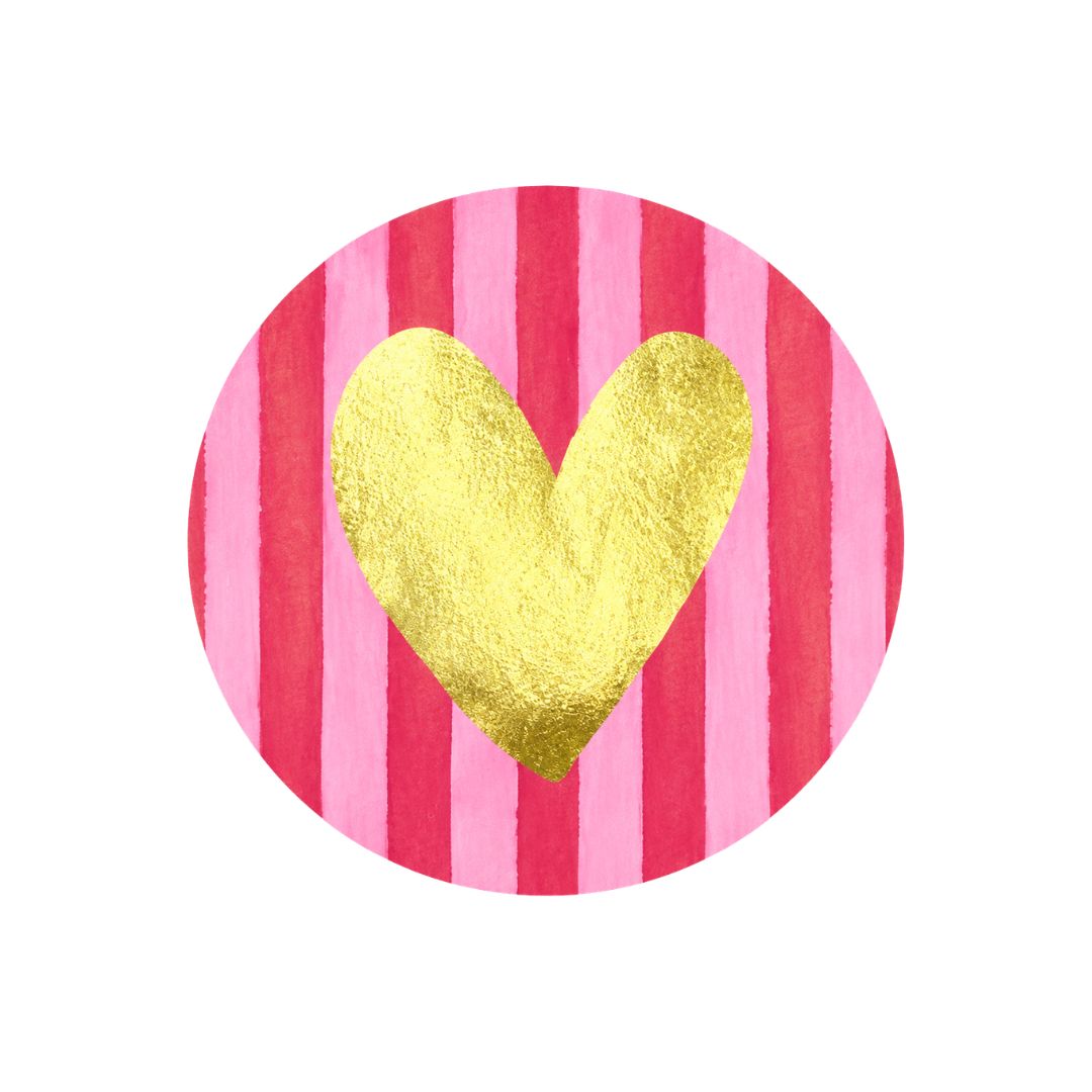 Sluitzegel stickers hartje roze/goud