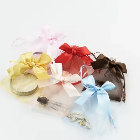 White organza bags for gifts and decoration