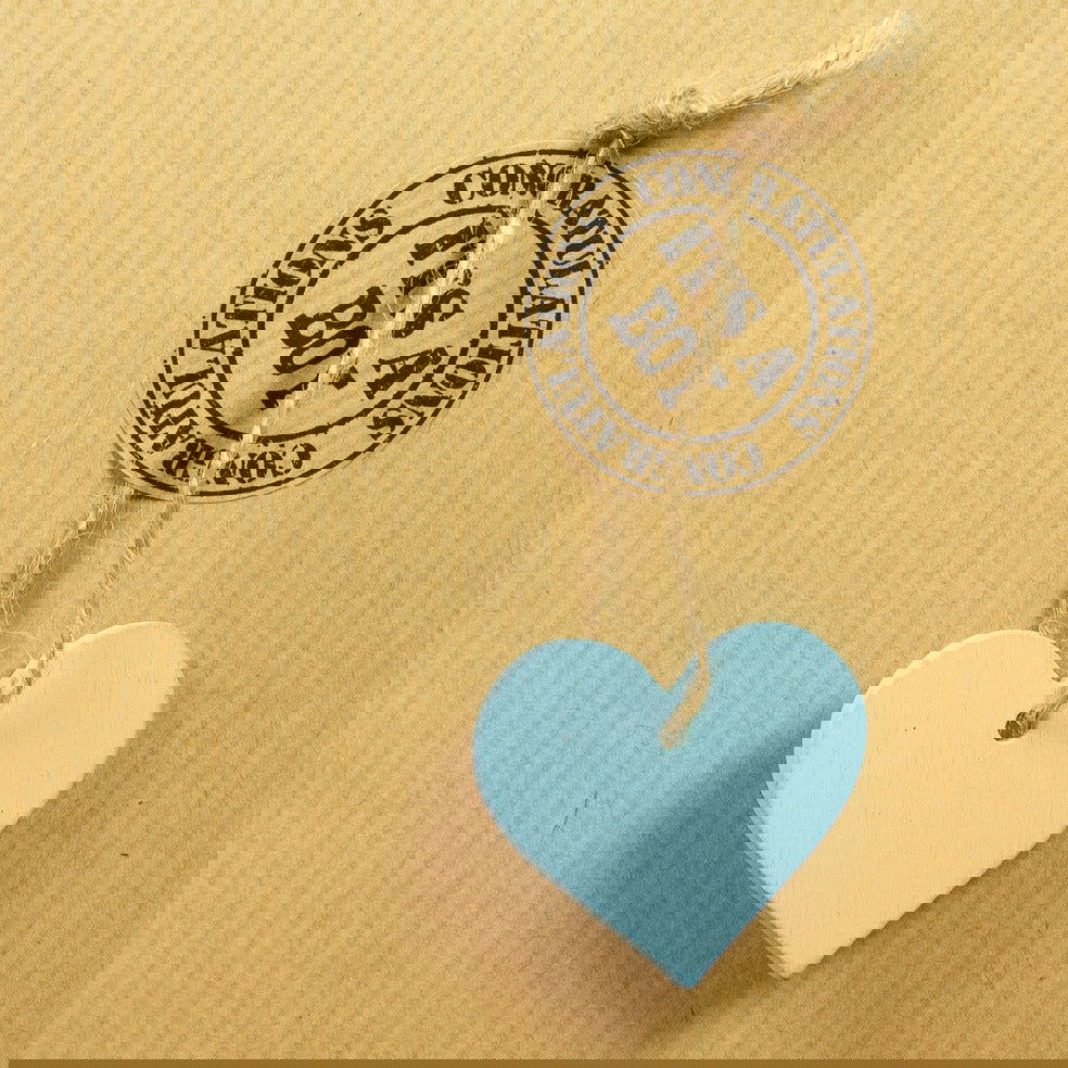 Houten Hart Licht Blauw - Kadopapier.net