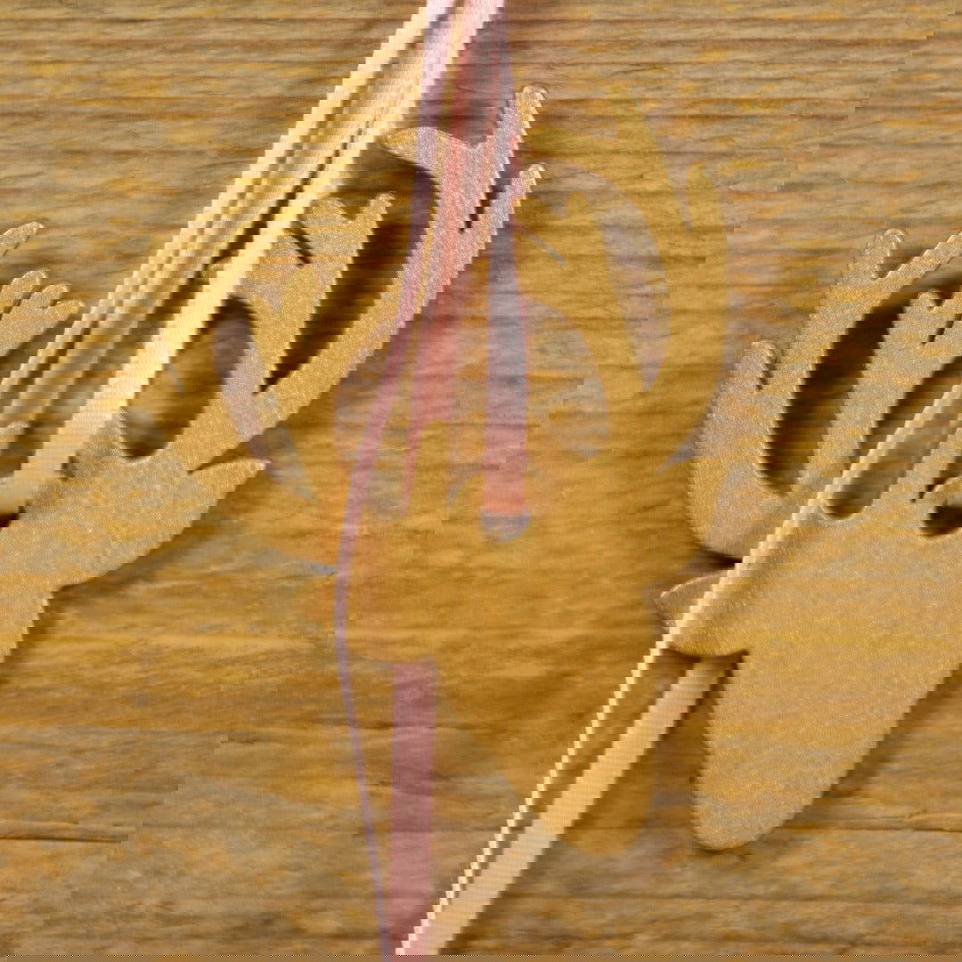 Houten Rendierkopje Goud - Kadopapier.net