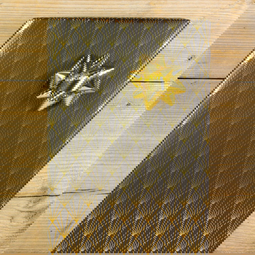 Inpakpapier met Waaiermotief Zwart - Kadopapier.net