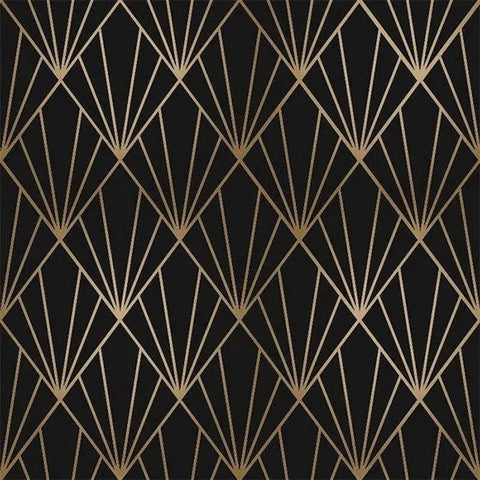 Inpakpapier met Waaiermotief | Zwart Cadeaupapier 30-100 cm - Kadopapier.net