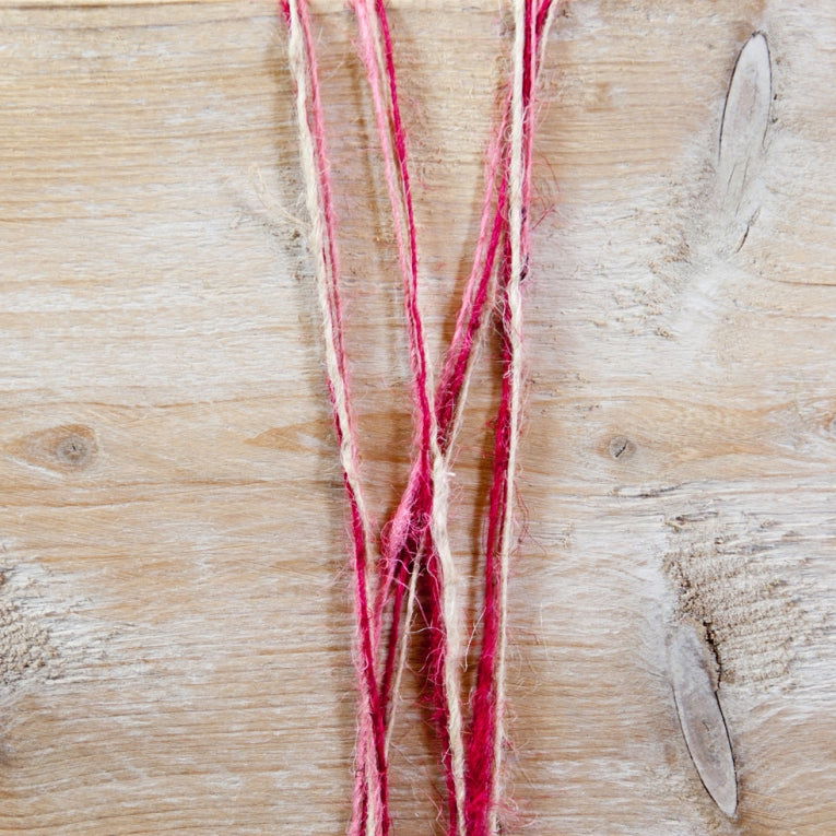 Jute touw tricolor Fuchsia - Kadopapier.net