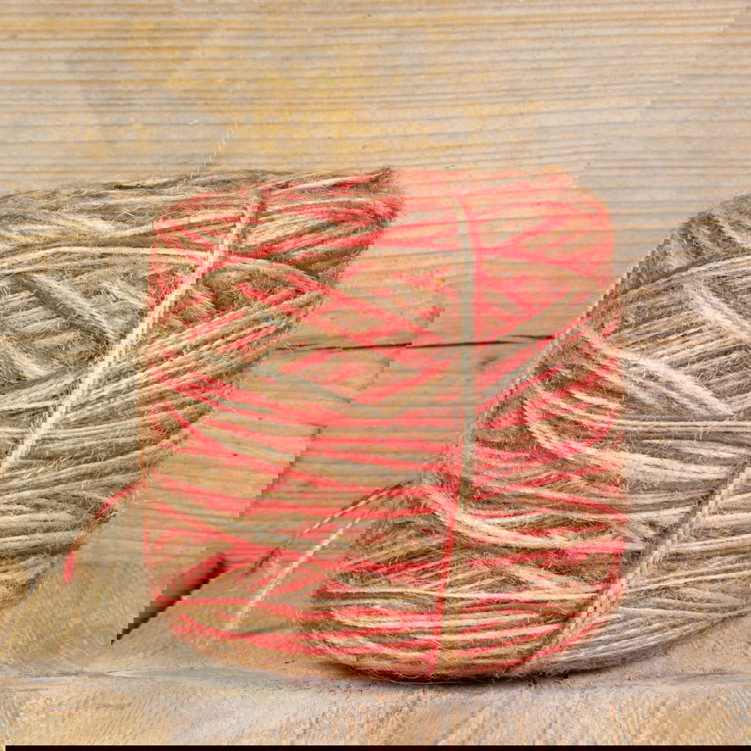 Jute touw tricolor Rood - Kadopapier.net