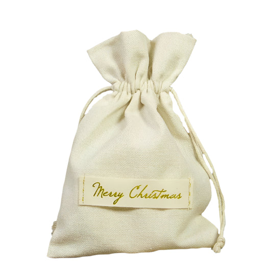 Katoenen Kerstzakje Goud - Kadopapier.net