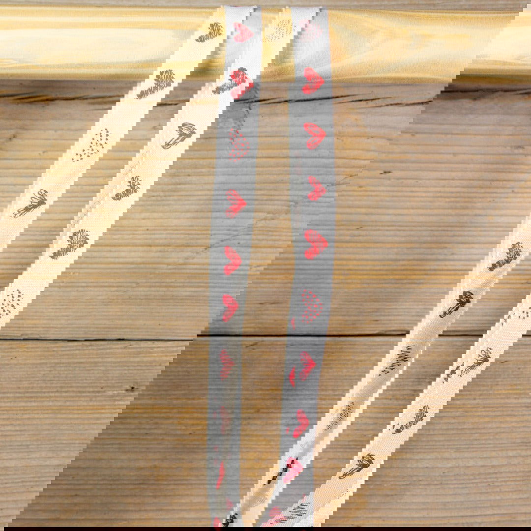 Katoenen lint Sweethearts Rood - Kadopapier.net