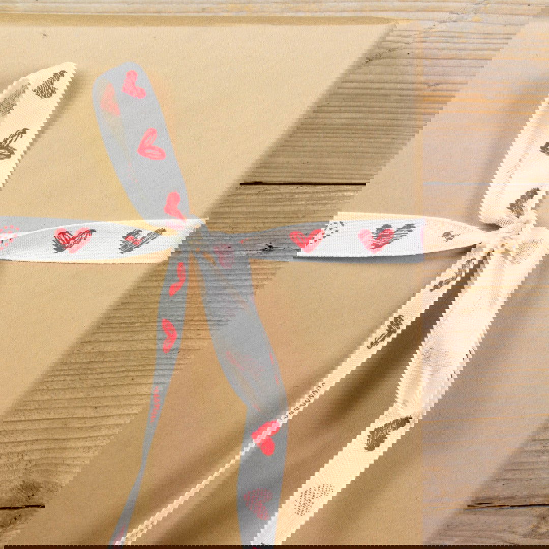 Katoenen lint Sweethearts Rood - Kadopapier.net