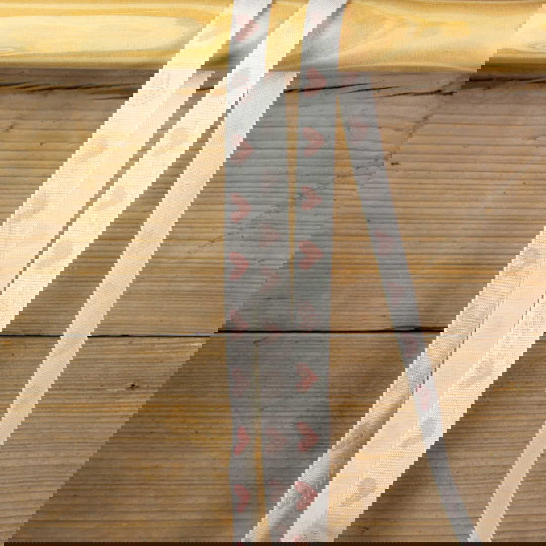 Katoenen lint Sweethearts Roze - Kadopapier.net