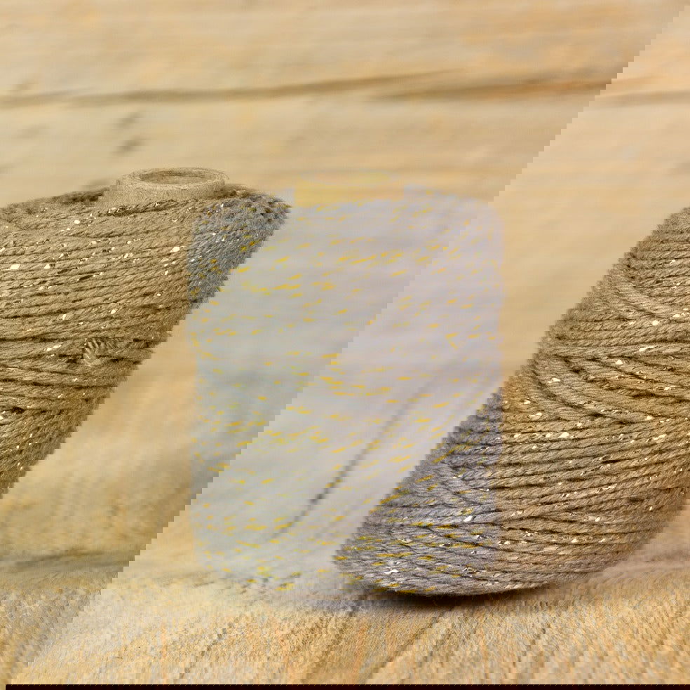 Katoentouw Donkergrijs - Goud - Kadopapier.net