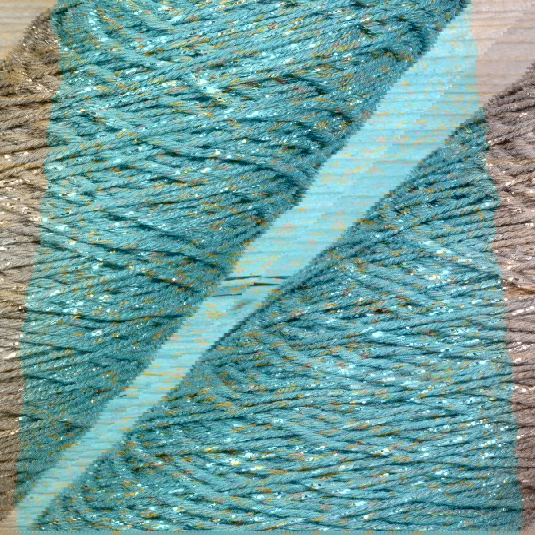 Katoentouw Petrol-Goud - Kadopapier.net