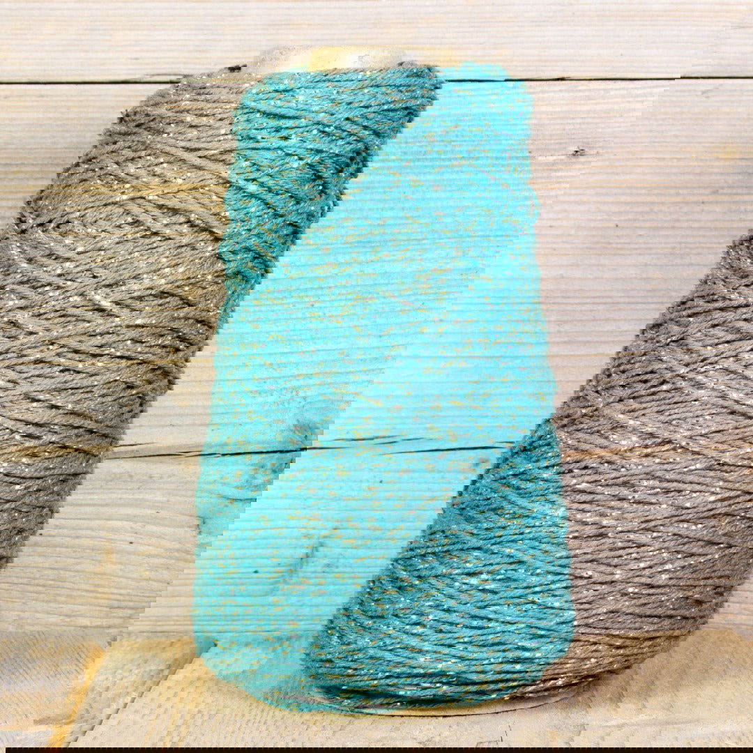 Katoentouw Petrol-Goud - Kadopapier.net