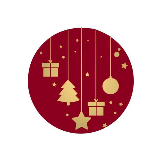 Happy Holidays Greeting Label 6 Corners 40mm | 250 Pieces High Gloss