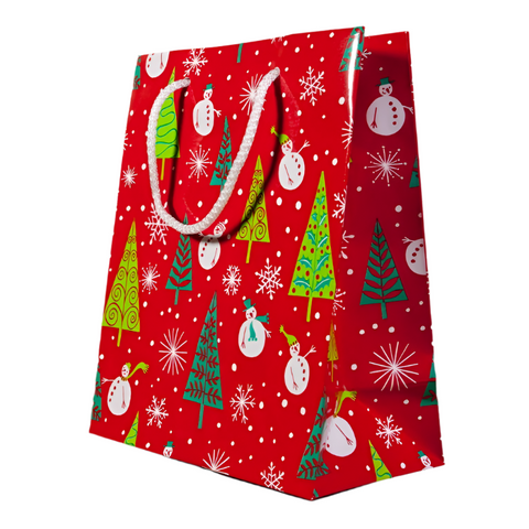 Weihnachts-Einkaufstüten Rot – 12er-Set | 11,3x6,4x14,3 cm, 15,5+6x20 cm, 19+10x23 cm