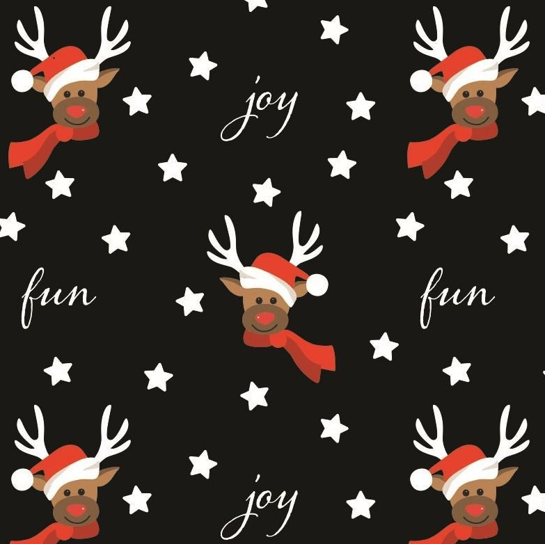 Kerst Inpakpapier Fun Zwart – 70 grams / 200 m | Vrolijk Cadeaupapier - Kadopapier.net