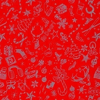 Kerst Kadozakje Rood met Zilver - Kadopapier.net