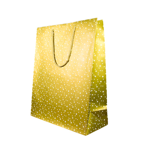 Kerstdraagtas Sterren Goud - Kadopapier.net