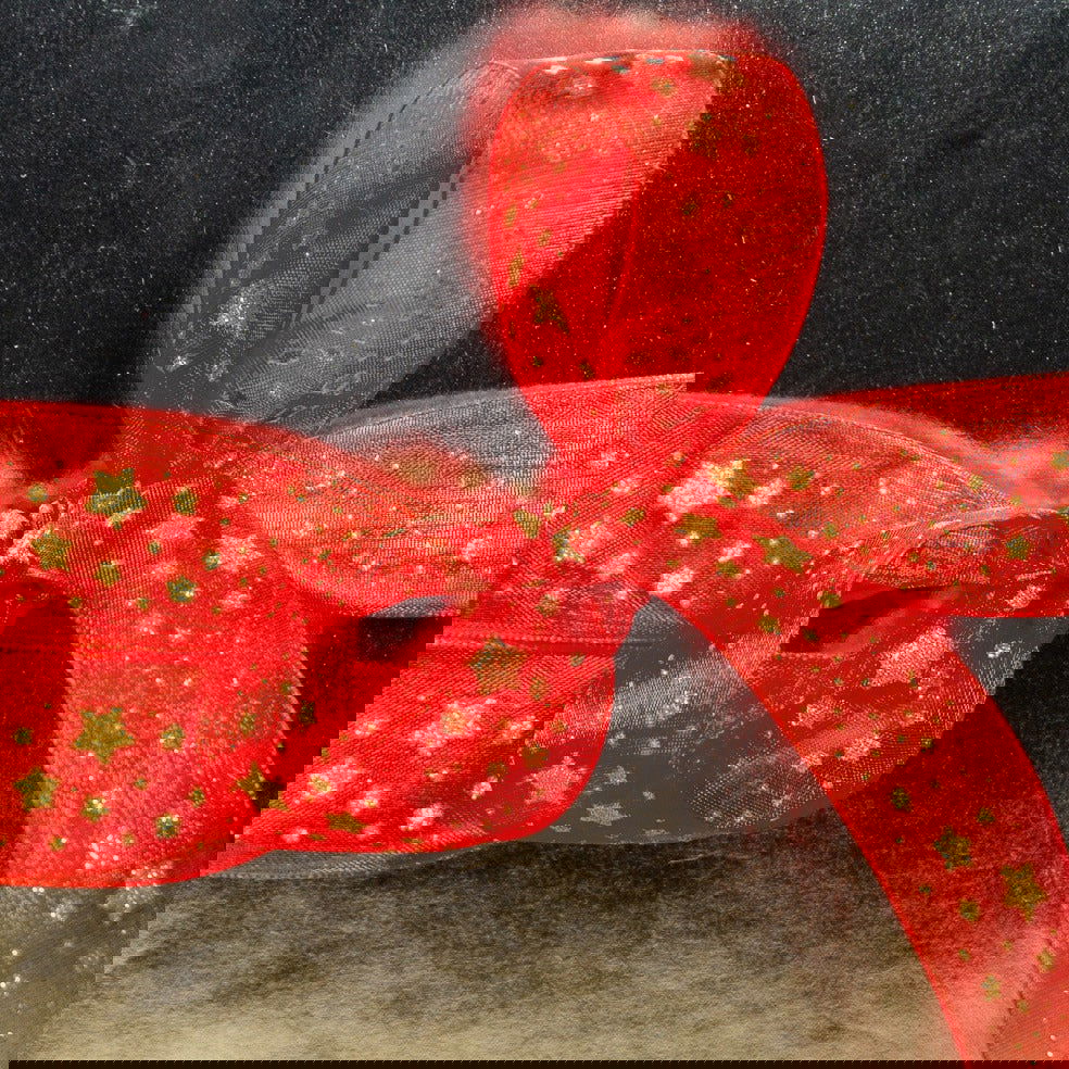 Kerstlint Sparkling Stars Wit - Kadopapier.net