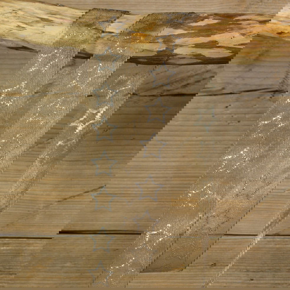 Kerstlint met Glittersterren Taupe - Kadopapier.net