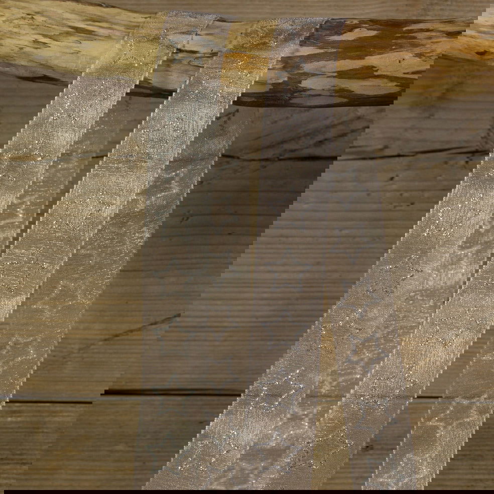 Kerstlint met Glittersterren Wit - Kadopapier.net