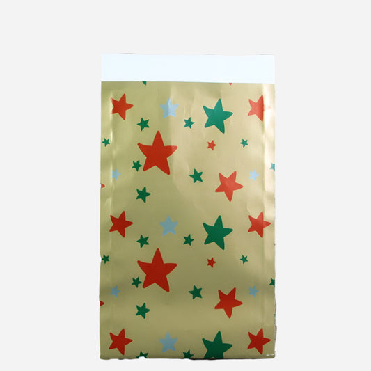 Kerstzakje Goud met sterren - Kadopapier.net