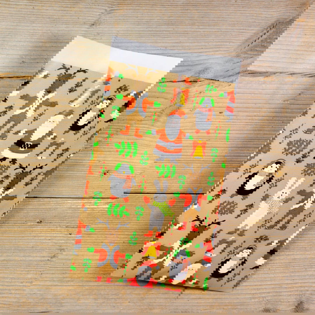 Kerstzakje Kerstmannen - Kadopapier.net