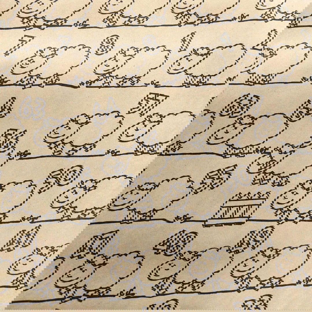 Kraft inpakpapier met Schaapjes - Kadopapier.net