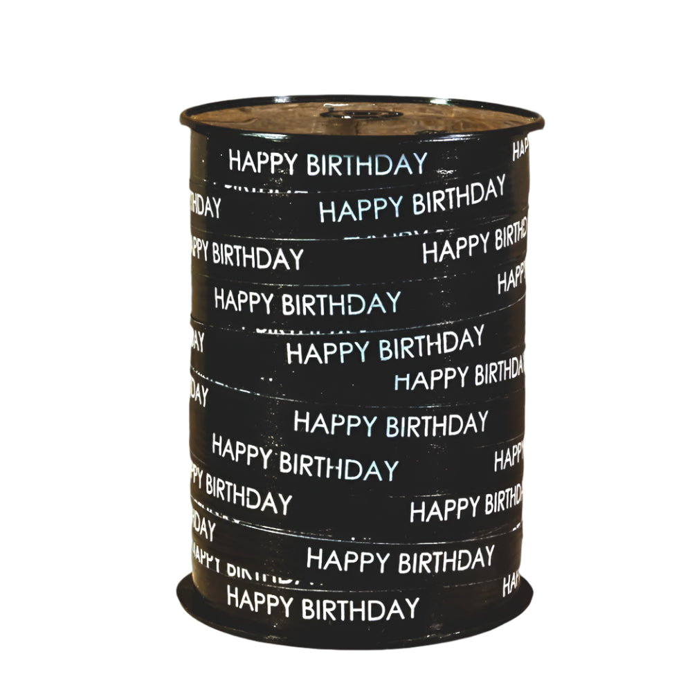 Krullint Happy Birthday Zwart - Kadopapier.net