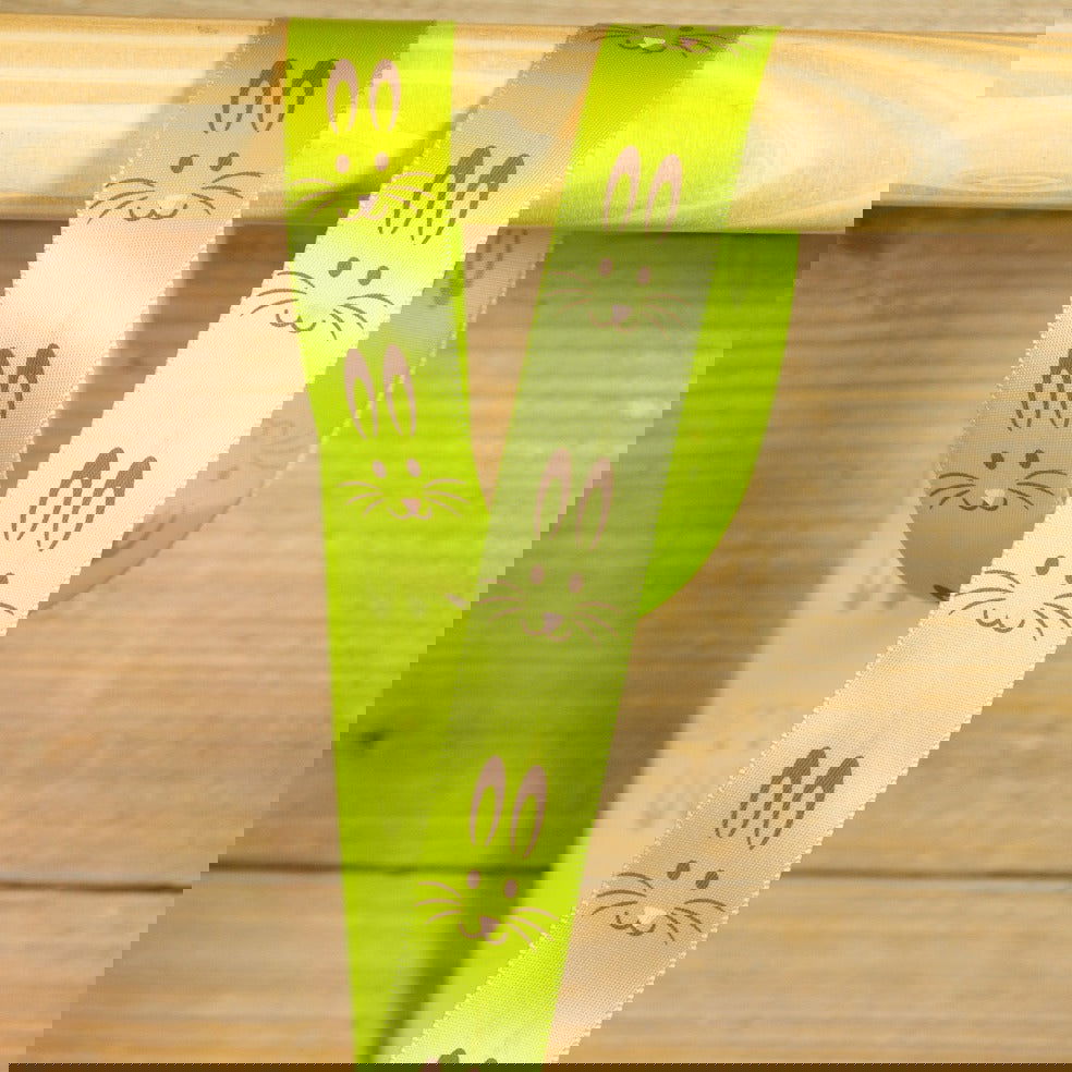 Lime Paaslint met Haasjes - Kadopapier.net