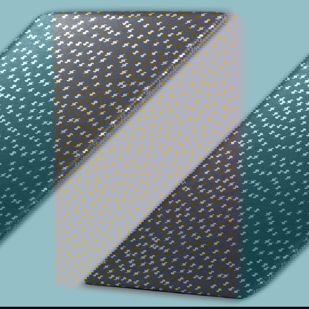 Matzwart Inpakpapier Confetti Dots Goud - Kadopapier.net