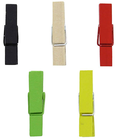 Mini clothes pegs available in different colours, 24 pieces.