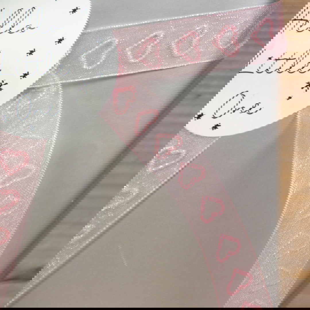 Organzalint Glitter hartjes Roze - Kadopapier.net