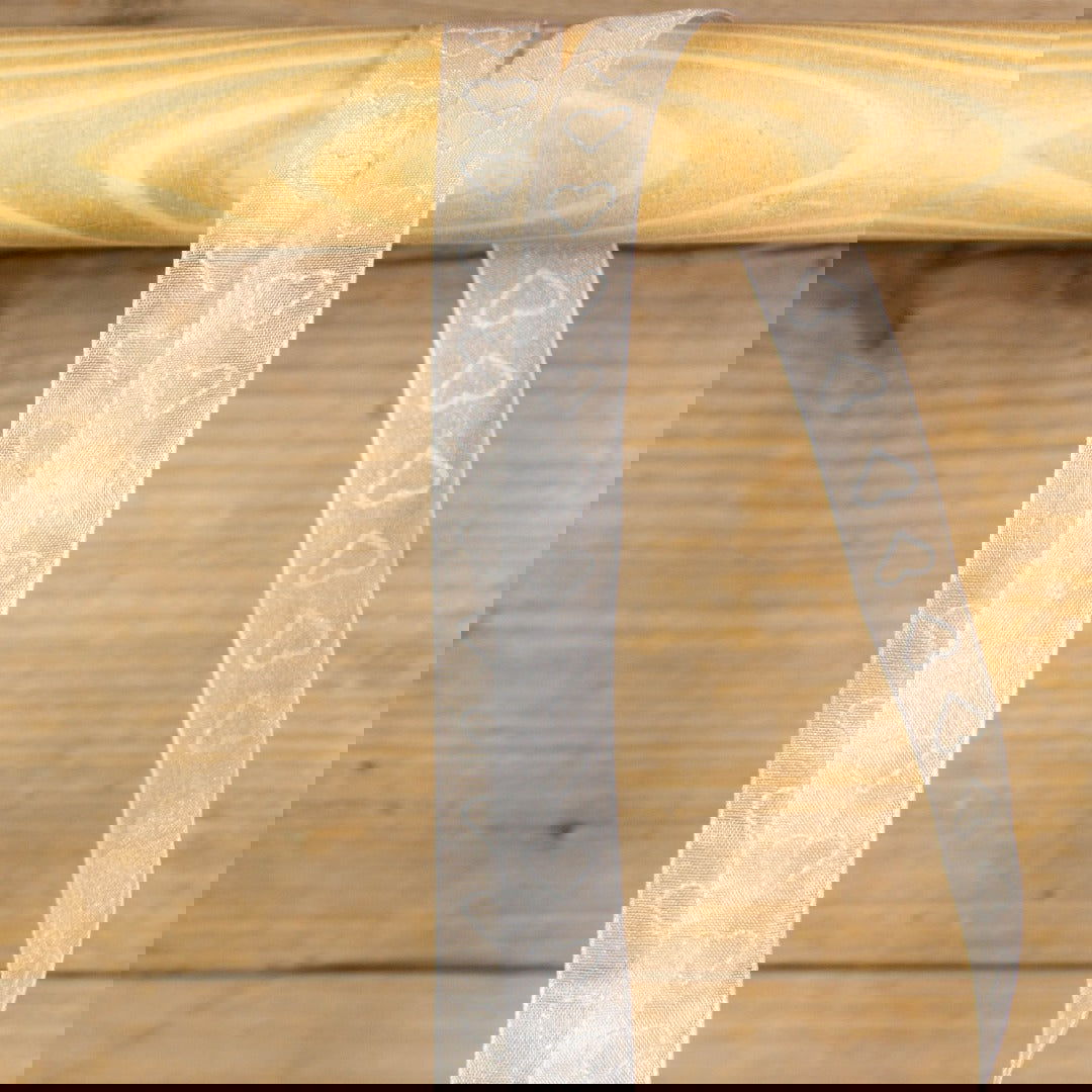 Organzalint Glitter hartjes Wit - Kadopapier.net