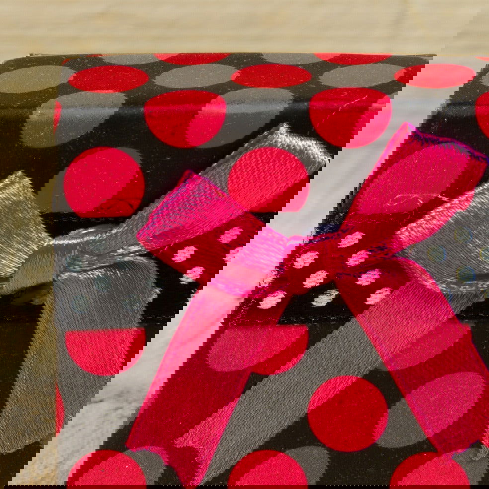 Ringdoosje Stip Fuchsia - Kadopapier.net