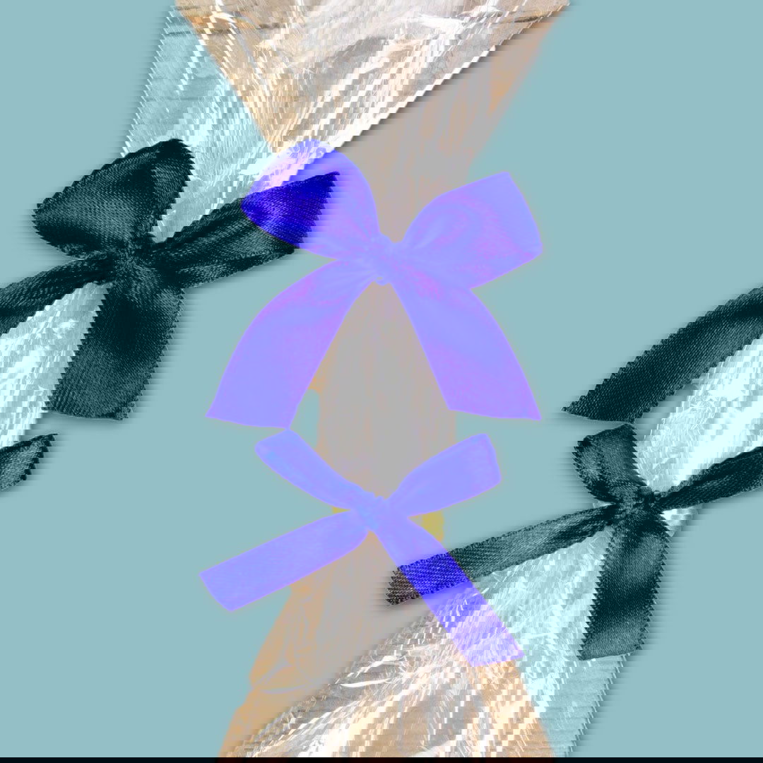 Satijnen Strikjes met Clip Kobalt - Kadopapier.net