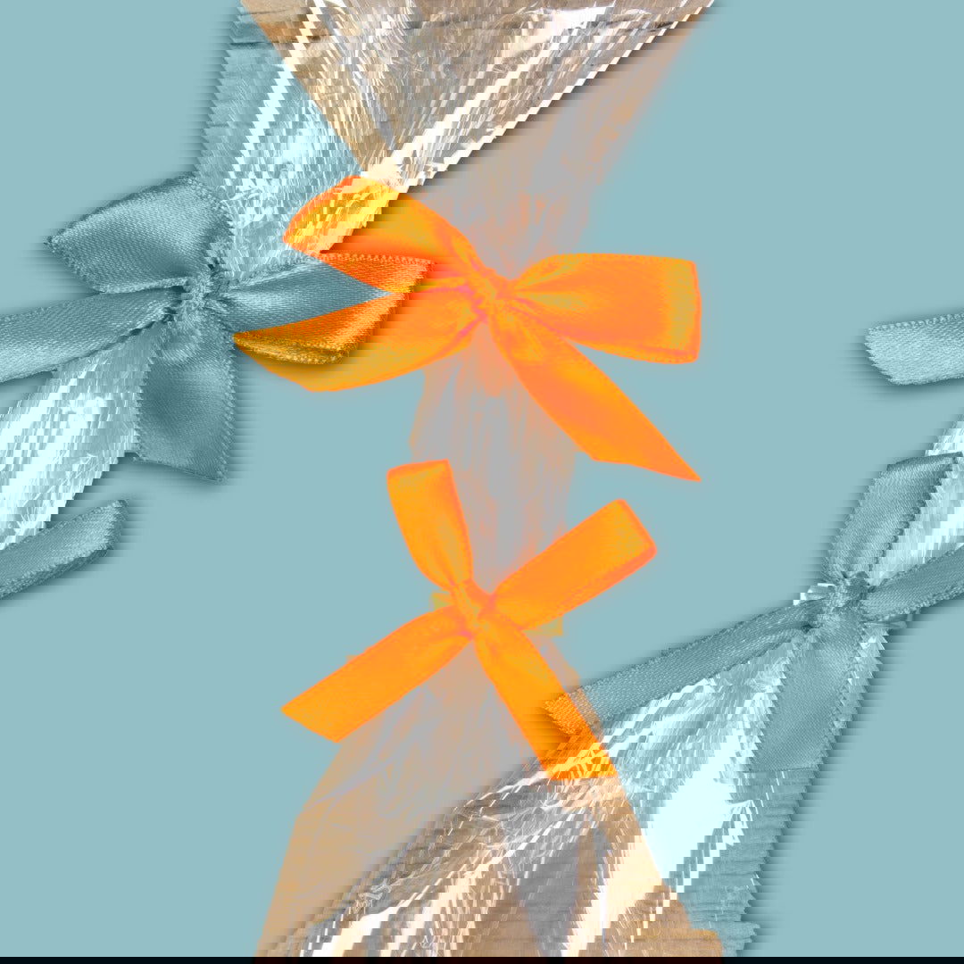 Satijnen Strikjes met Clip Oranje - Kadopapier.net