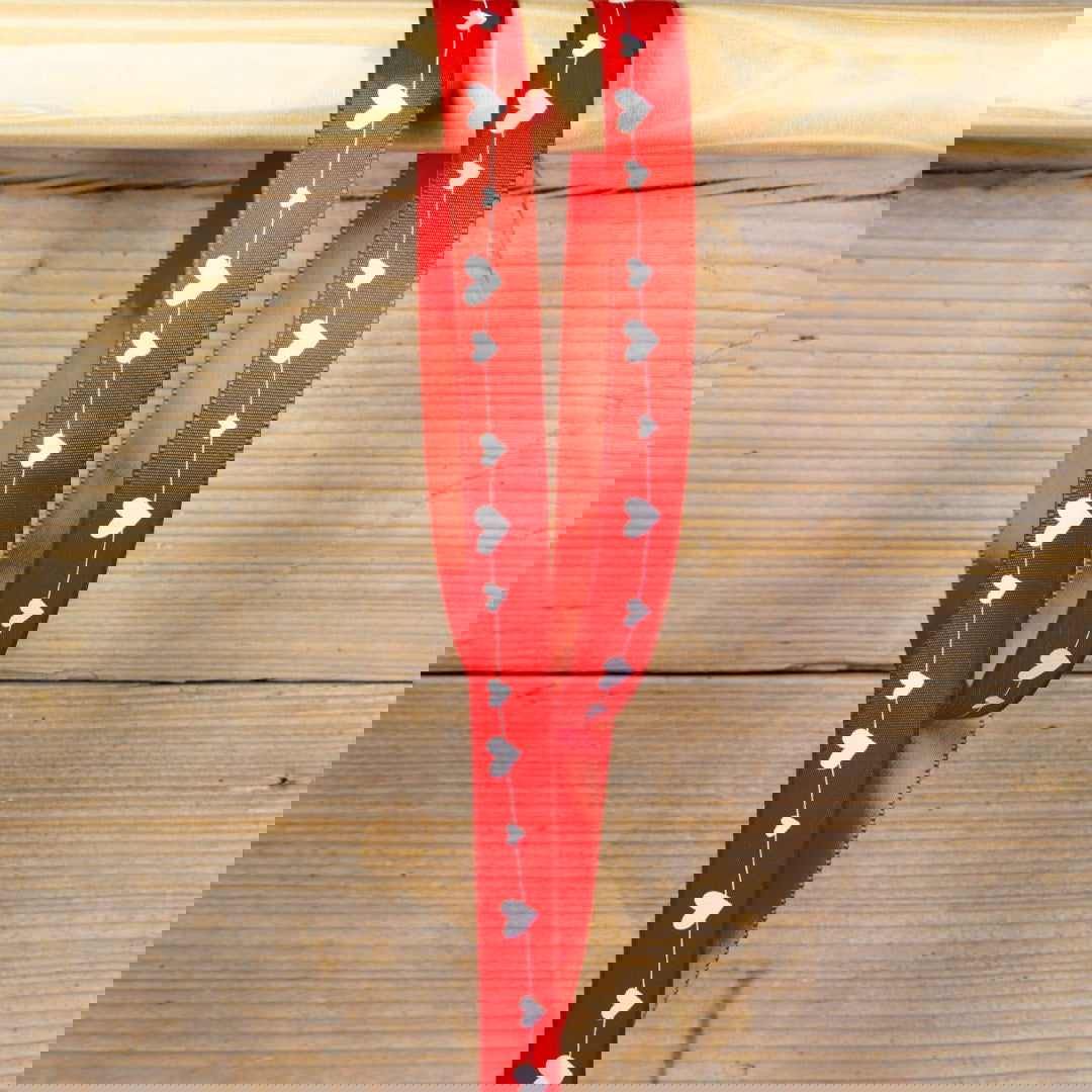 Satijnen lint Lovfeast Rood - Kadopapier.net