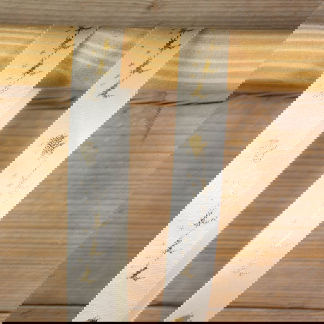 Satijnen lint Santa on Sleigh Champagne - Kadopapier.net