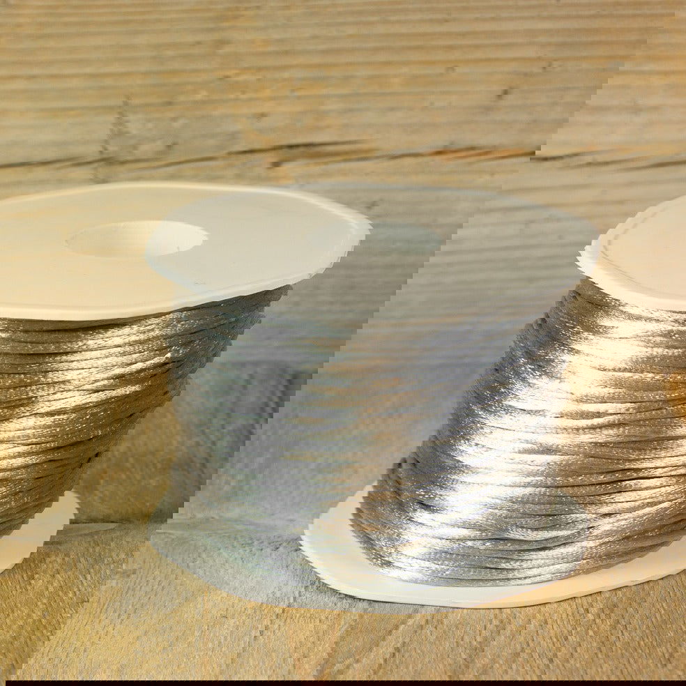 Satijnkoord Zilvergrijs - Kadopapier.net