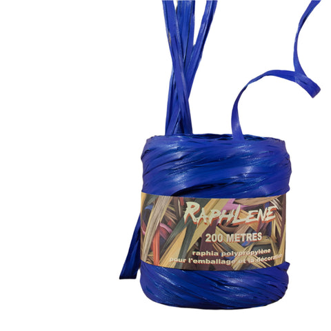 Synthetische raffia Kobalt blauw - Kadopapier.net