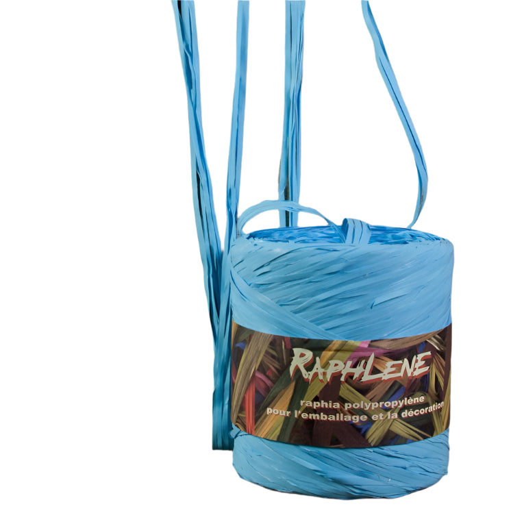 Synthetische raffia Licht blauw - Kadopapier.net