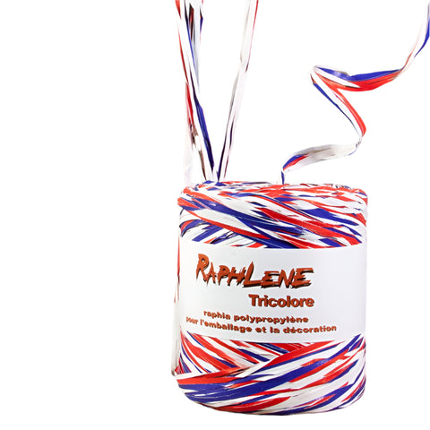 Synthetische raffia Rood-Wit-Blauw - Kadopapier.net