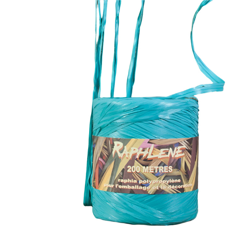 Synthetische raffia Turquoise - Kadopapier.net