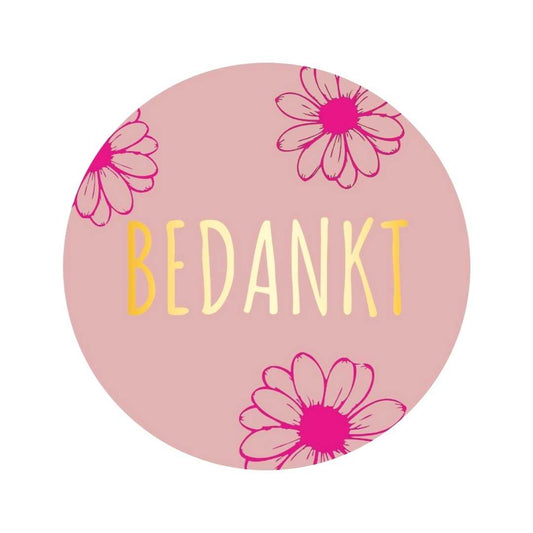 Thank you | flowers gold/pink | 250 pcs. -Sticker-Label-