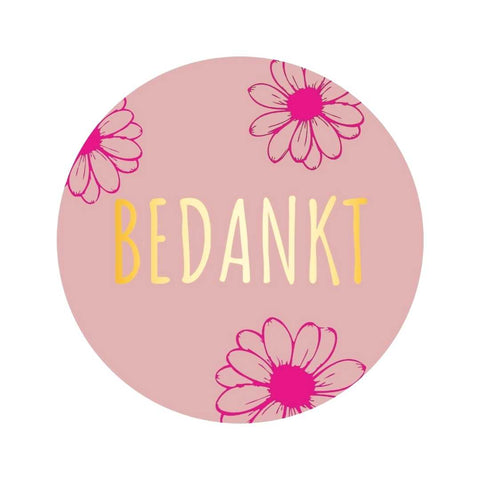 Thank you | flowers gold/pink | 250 pcs. -Sticker-Label-