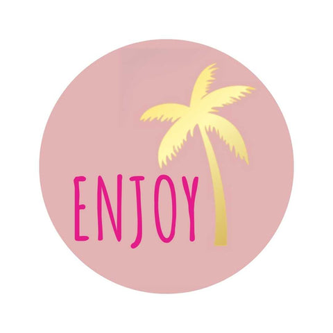 Enjoy | Palme gold/pink | 250 Stück -Aufkleber-Etikett-