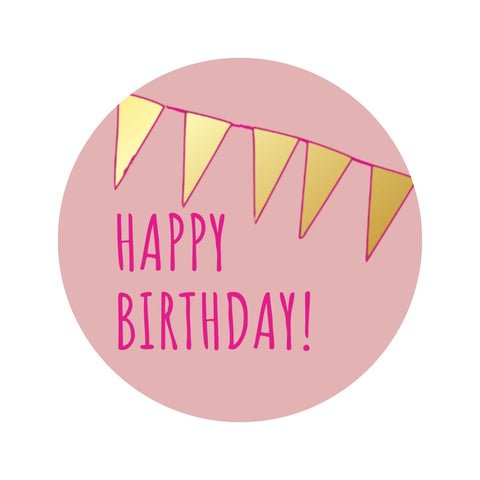 Happy Birthday | gold/pink | 250 pcs. -Sticker-Label-