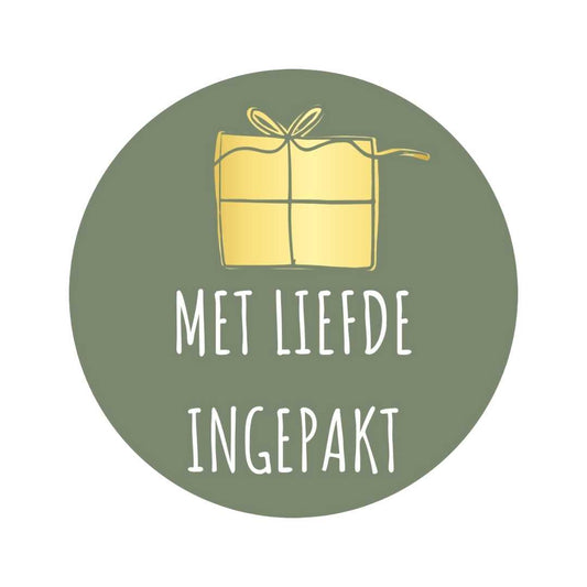 Wrapped with love | Gift box gold/olive green | 250 pcs. -Sticker-Label-